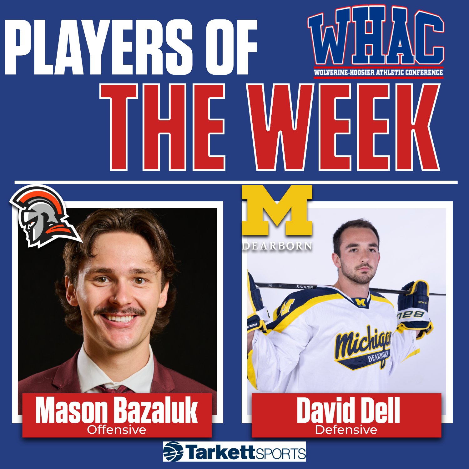 Dell and Bazaluk Earn Hockey Player of the Week Honors