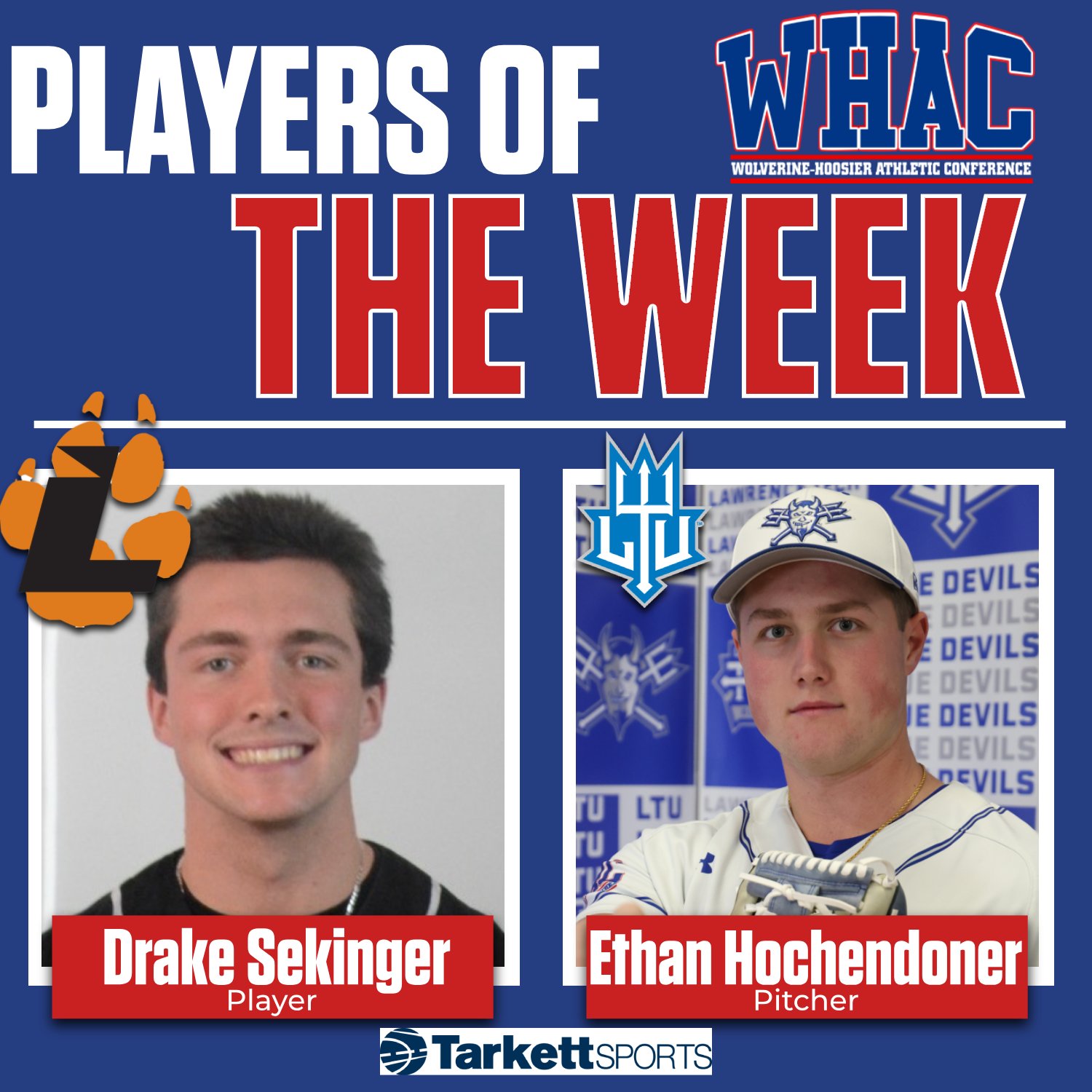 Sekinger and Hochendoner Named Baseball Players of the Week