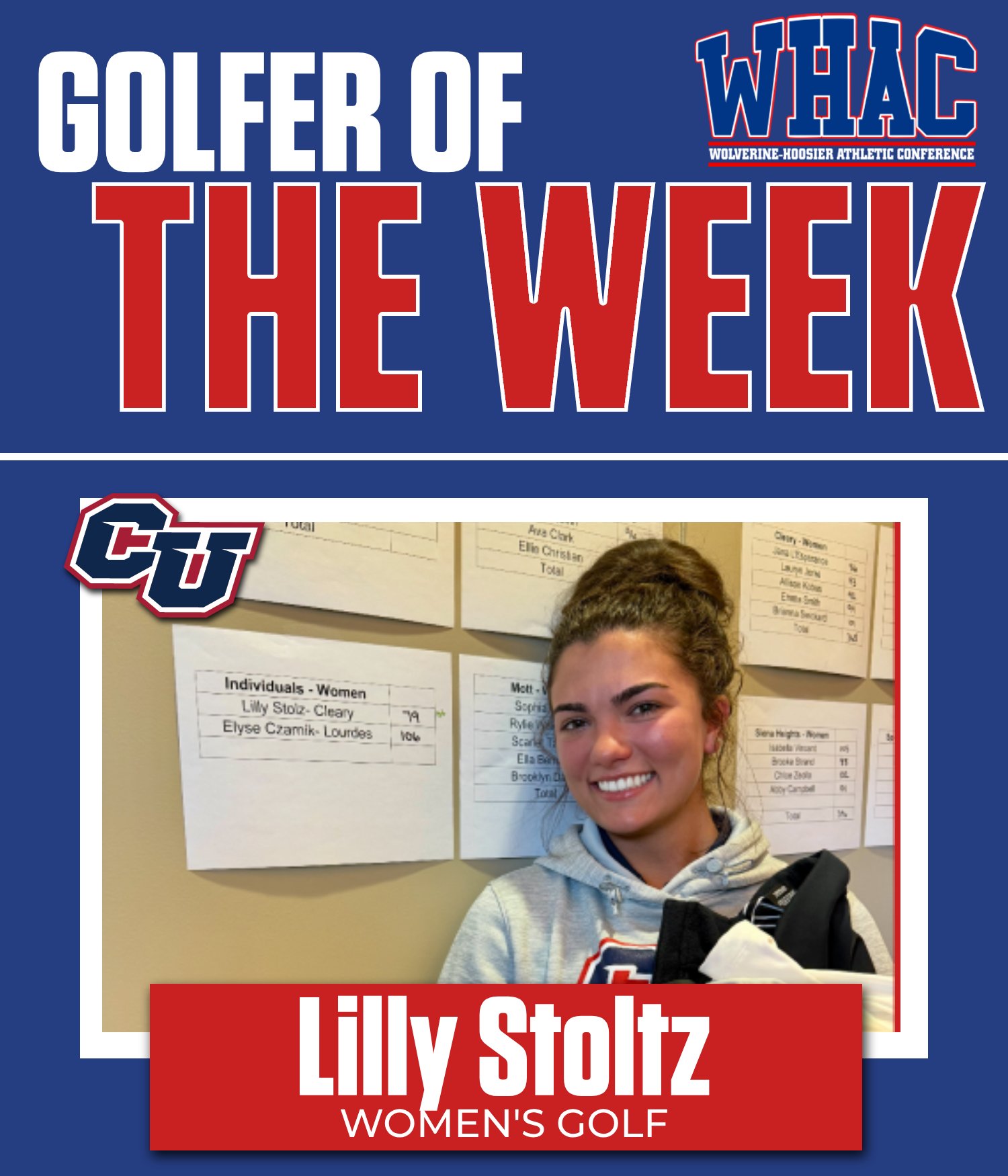 Cleary's Stoltz Named Women's Golfer of the Week