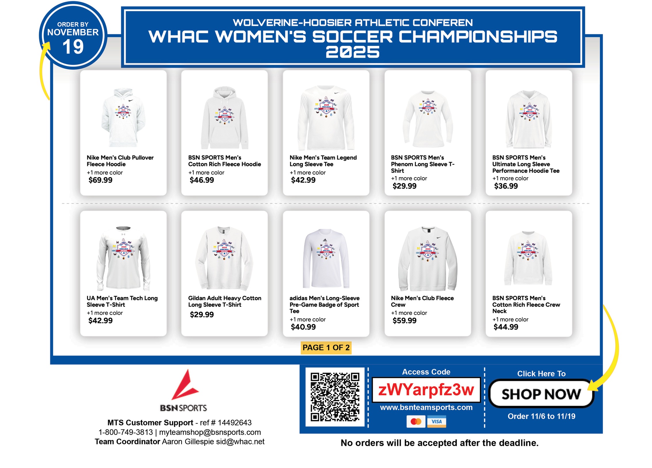 WHAC Women's Soccer Championship Gear Store Now Open